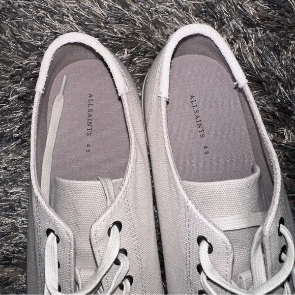 All Saints Cream Canvas Sneakers Classic Minimalist Design Women’s Size 12