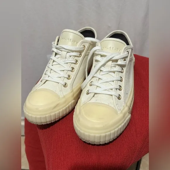 All saints Cream Canvas Sneakers
