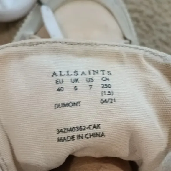 All Saints 'Dumont' White Canvas High Top Sneakers W8 / M7