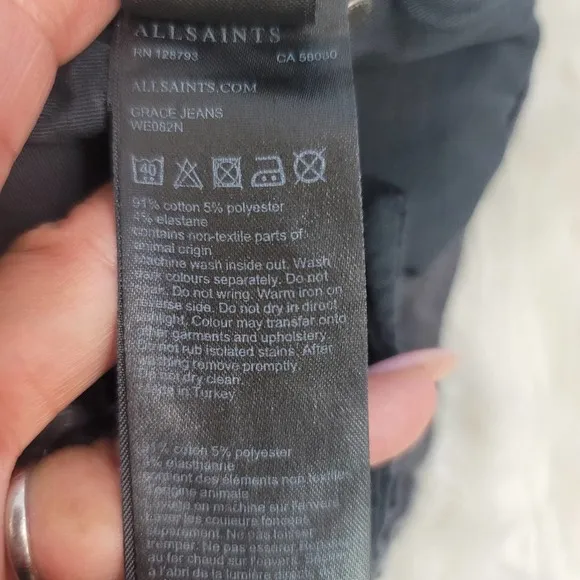 ALL SAINTS GRACE SKINNY SHAPING FIT WOMEN'S JEANS WASHED BLACK SIZE 26