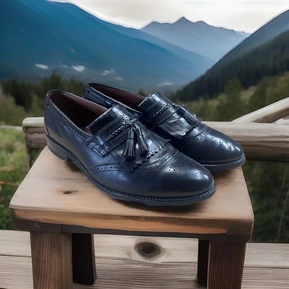 Allen Edmonds Bradenton USA Tassels Loafers Slip Black Dress Shoes - Men's 11 E
