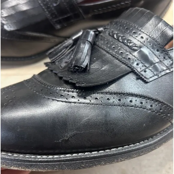 Allen Edmonds Bradenton USA Tassels Loafers Slip Black Dress Shoes - Men's 11 E