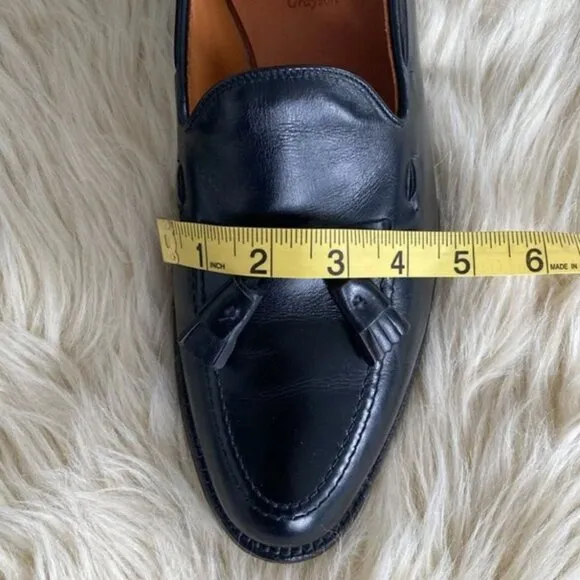 Allen Edmonds Grayson Men's Black Leather Tassels Loafers Sz 9.5C Classic Dress