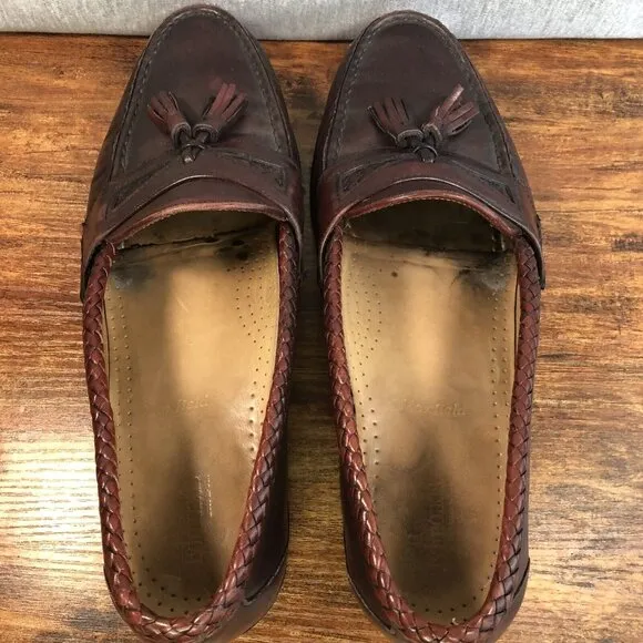 Allen‎ Edmonds Loafers Mens Size 11D Chili Brown Leather Maxfield Tassels Shoes