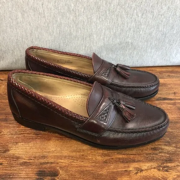Allen‎ Edmonds Loafers Mens Size 11D Chili Brown Leather Maxfield Tassels Shoes