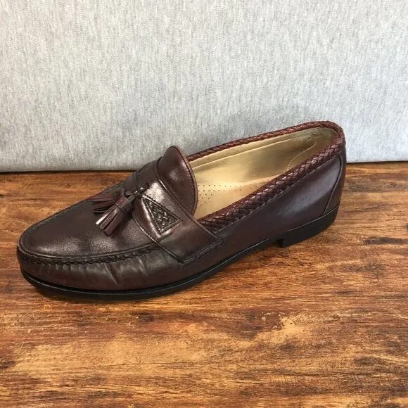 Allen‎ Edmonds Loafers Mens Size 11D Chili Brown Leather Maxfield Tassels Shoes