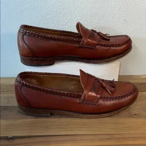Allen Edmonds Mansfield Chestnut Leather Braided Tassel Slip-On Loafer Size 9.5