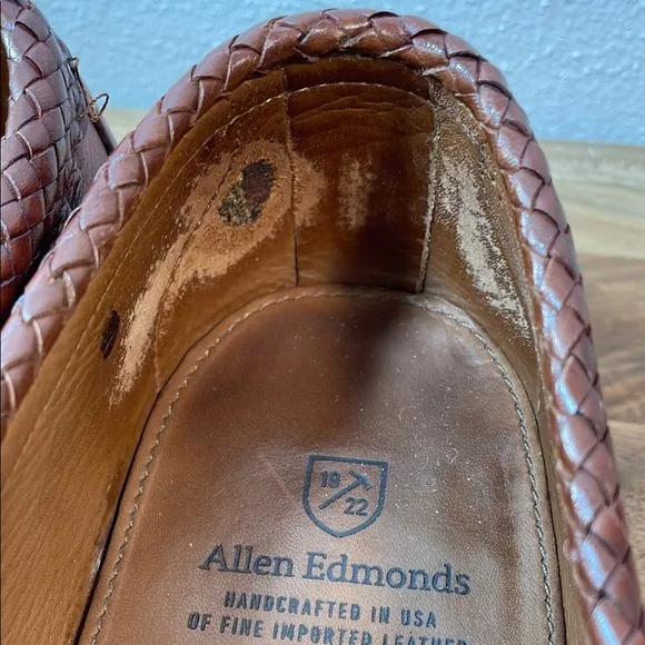 Allen Edmonds Mansfield Chestnut Leather Braided Tassel Slip-On Loafer Size 9.5