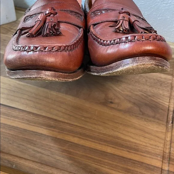 Allen Edmonds Mansfield Chestnut Leather Braided Tassel Slip-On Loafer Size 9.5