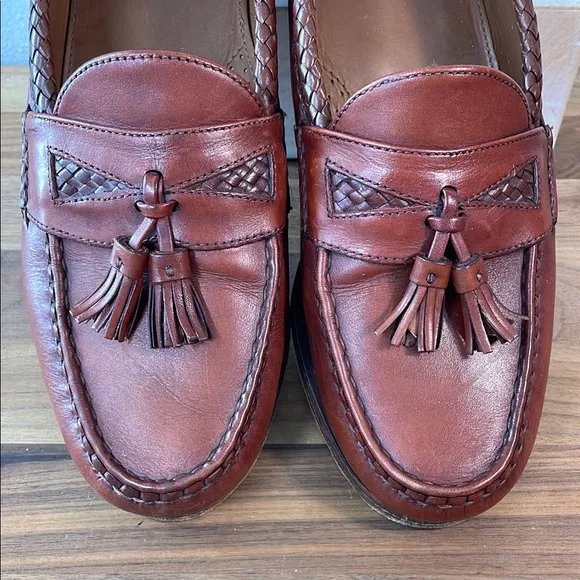 Allen Edmonds Mansfield Chestnut Leather Braided Tassel Slip-On Loafer Size 9.5