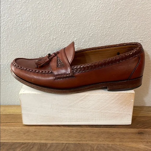 Allen Edmonds Mansfield Chestnut Leather Braided Tassel Slip-On Loafer Size 9.5