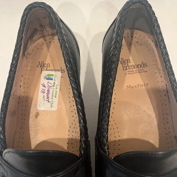 Allen Edmonds Maxfield Tassel Loafers Black Slip On Wooden Shoe Shapers Sz 10.5