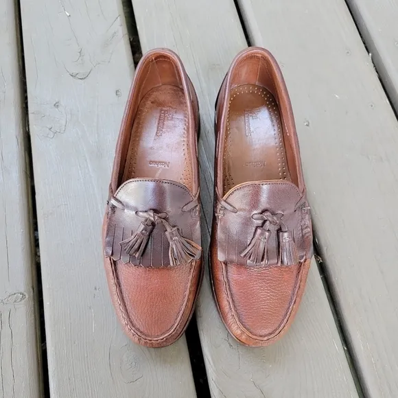 Allen Edmonds Nashua Two Tone Brown Tassel Kiltie Fringe Tassel Loafers Men's 10