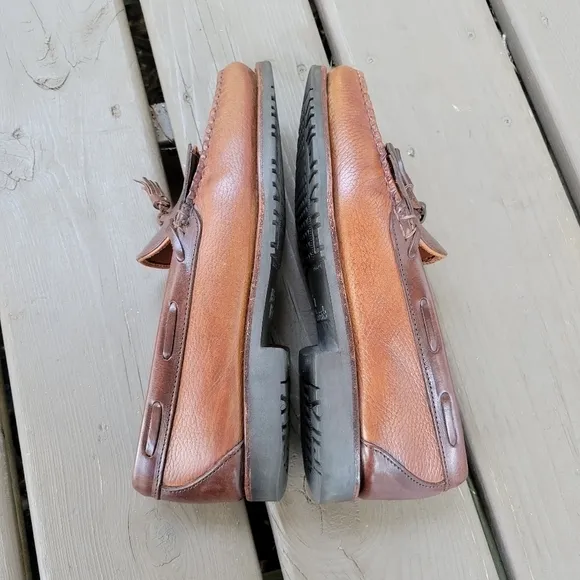 Allen Edmonds Nashua Two Tone Brown Tassel Kiltie Fringe Tassel Loafers Men's 10