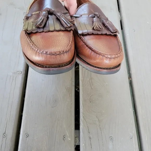 Allen Edmonds Nashua Two Tone Brown Tassel Kiltie Fringe Tassel Loafers Men's 10