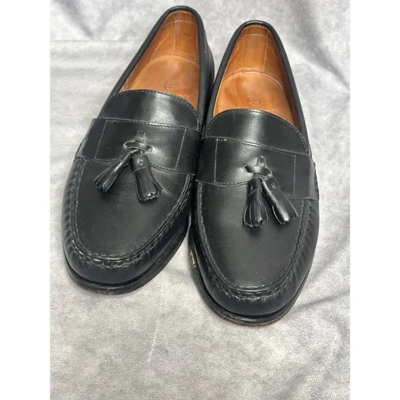 Allen Edmonds Schreier Loafers Men's 10.5 Black Tassels Driving Slip On Shoes