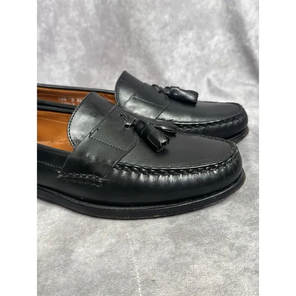 Allen Edmonds Schreier Loafers Men's 10.5 Black Tassels Driving Slip On Shoes