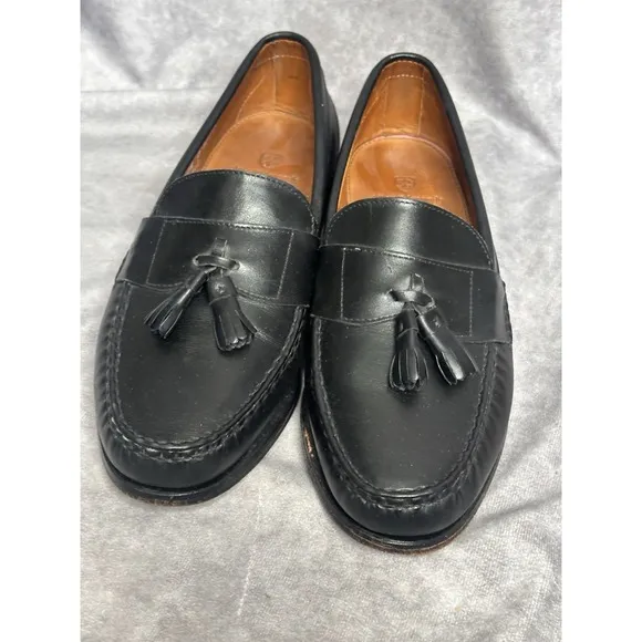 Allen Edmonds Schreier Loafers Men's 10.5 Black Tassels Driving Slip On Shoes