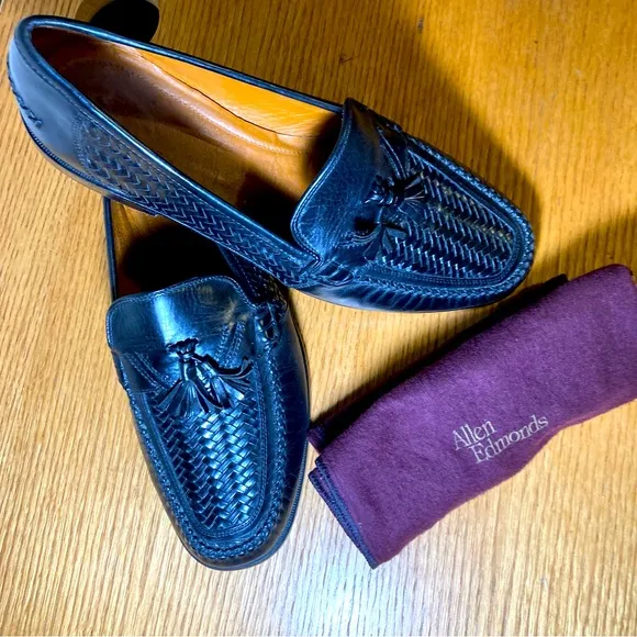 Allen Edmund Loafers Black Size 11 1/2 Leather Tassels Including more;