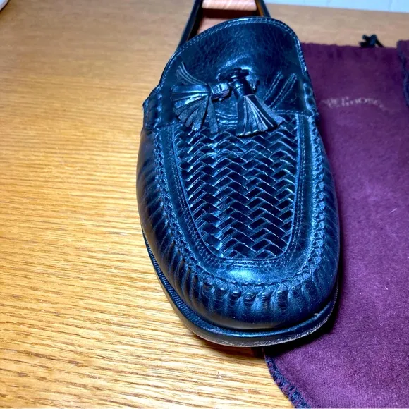 Allen Edmund Loafers Black Size 11 1/2 Leather Tassels Including more;