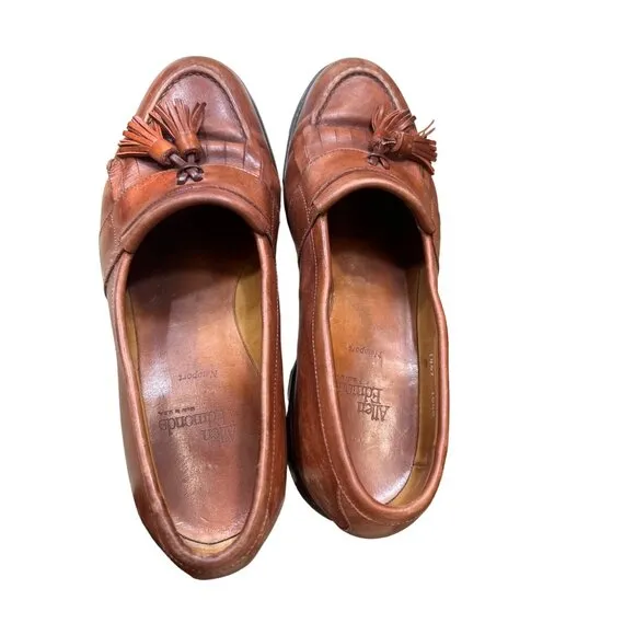 Allen Edmunds men’s brown leather Newport edition tassels shoes loafers size 8.5