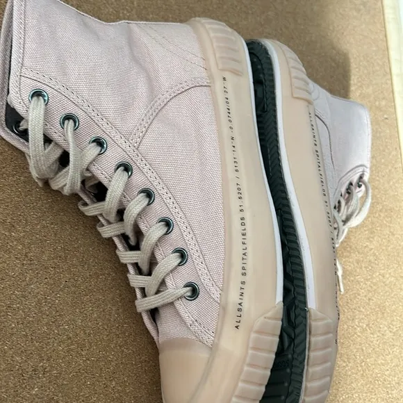 AllSaints Canvas High Top Sneakers Light Pink size 38 US 7
