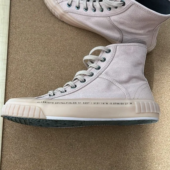 AllSaints Canvas High Top Sneakers Light Pink size 38 US 7