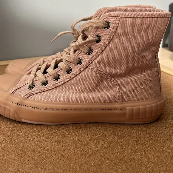 AllSaints Canvas High Top Sneakers Light Pink size 38 US 7