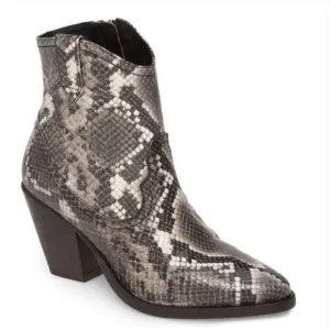 ALLSAINTS Rolene Snakeprint Embossed Leather Western Block Heel Boots Size 7