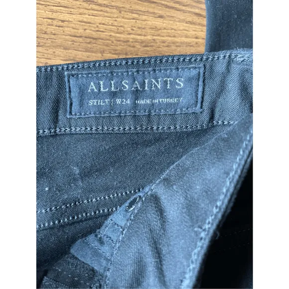 ALLSAINTS  Stilt High-Rise Skinny Jeans in Jet Black size 24