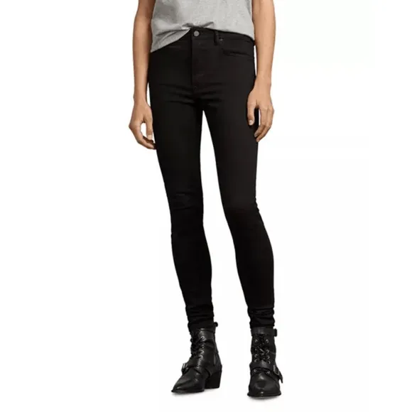 ALLSAINTS  Stilt High-Rise Skinny Jeans in Jet Black size 24