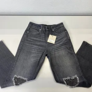 AllSaints Women's IDA EMB Cropped Jeans – Size 28 – Black Denim – NWT
