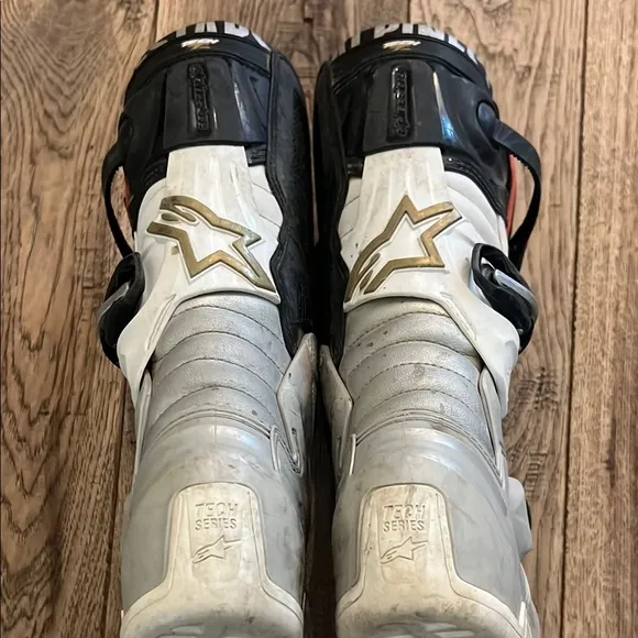 Alpinestars Black and White Motorcycle Boots