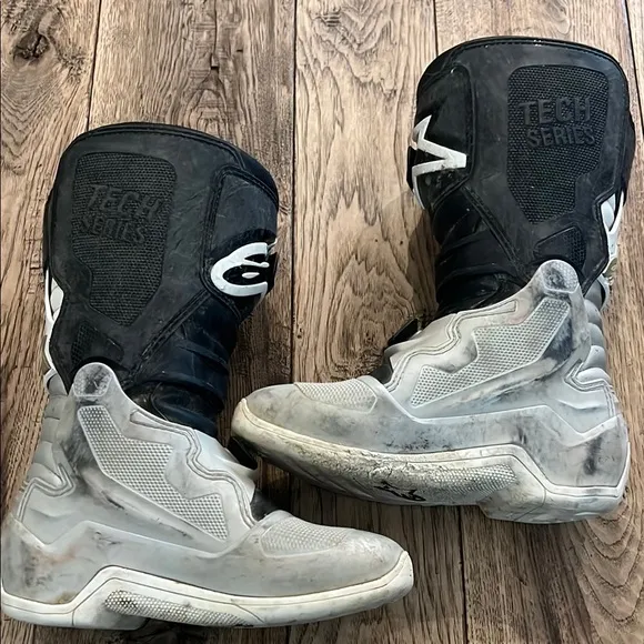 Alpinestars Black and White Motorcycle Boots
