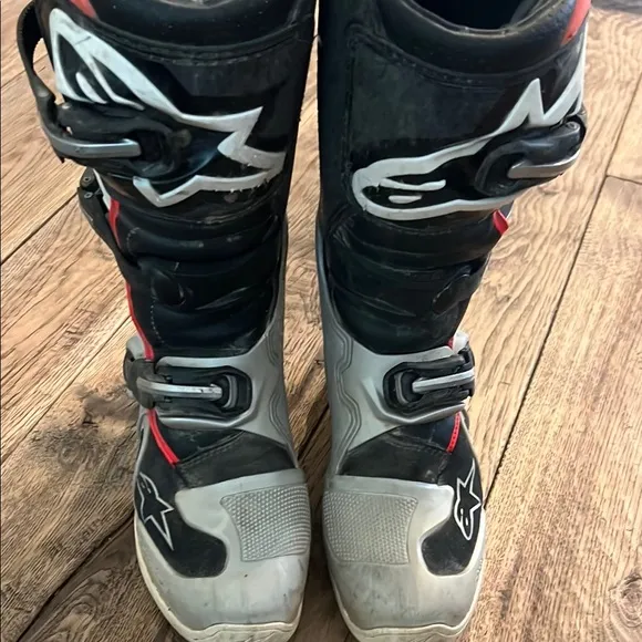 Alpinestars Black and White Motorcycle Boots