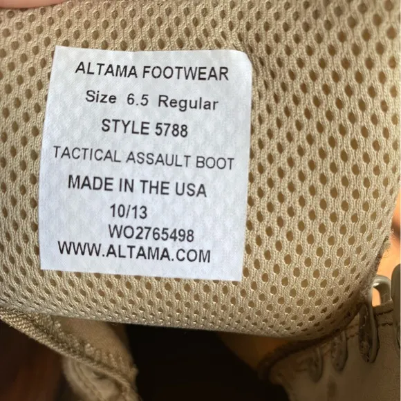 Altama Tactical Assault Boot Desert Sand No Laces Combat Boots 5788