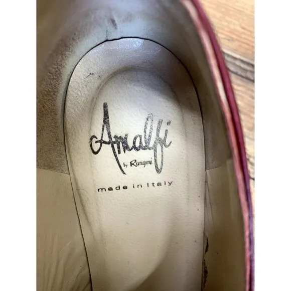 Amalfi Leather Slip On Maroon Loafers Chunky Heels 9