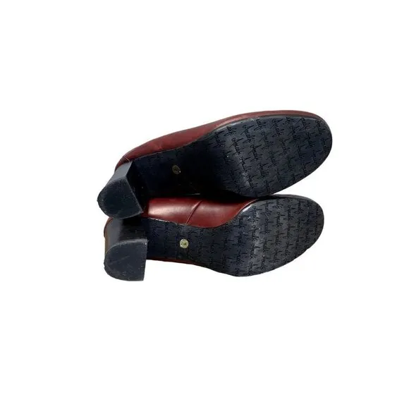 Amalfi Leather Slip On Maroon Loafers Chunky Heels 9