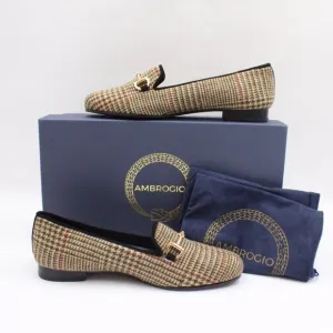 Ambrogio‎ Dellamoda Horsebit Loafers in Rose Houndstooth Size US 10