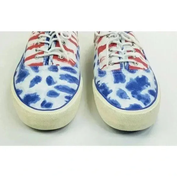 American Eagle Outfitters Mens 11 Red White Blue Tie Dye Canvas Lace Up Sneakers