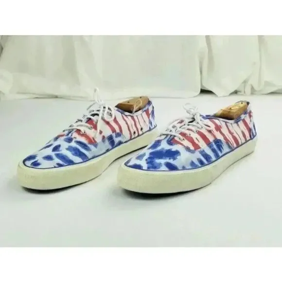 American Eagle Outfitters Mens 11 Red White Blue Tie Dye Canvas Lace Up Sneakers