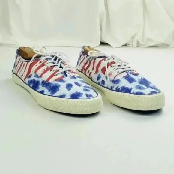 American Eagle Outfitters Mens 11 Red White Blue Tie Dye Canvas Lace Up Sneakers