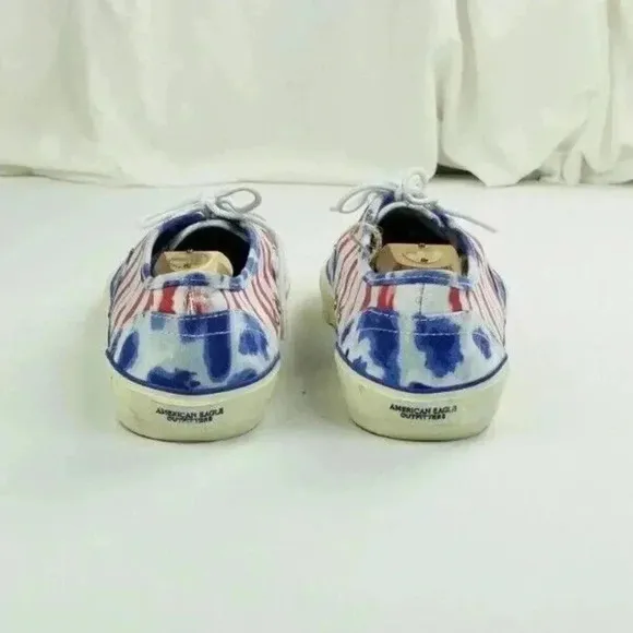 American Eagle Outfitters Mens 11 Red White Blue Tie Dye Canvas Lace Up Sneakers