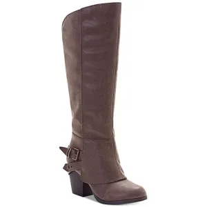 American Rag Womens Emilee Brown Faux Leather Stacked Riding Boots Shoes