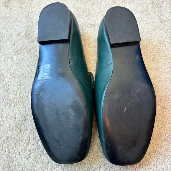 &amp; Other Stories Green Leather Slip On Loafers Size 8