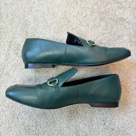 &amp; Other Stories Green Leather Slip On Loafers Size 8