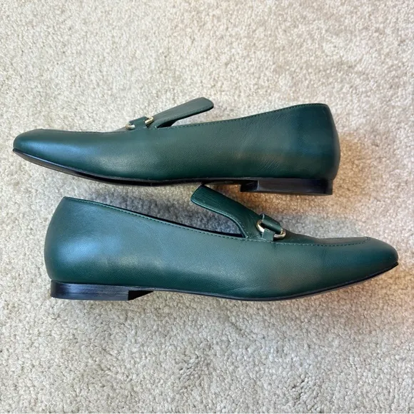 &amp; Other Stories Green Leather Slip On Loafers Size 8