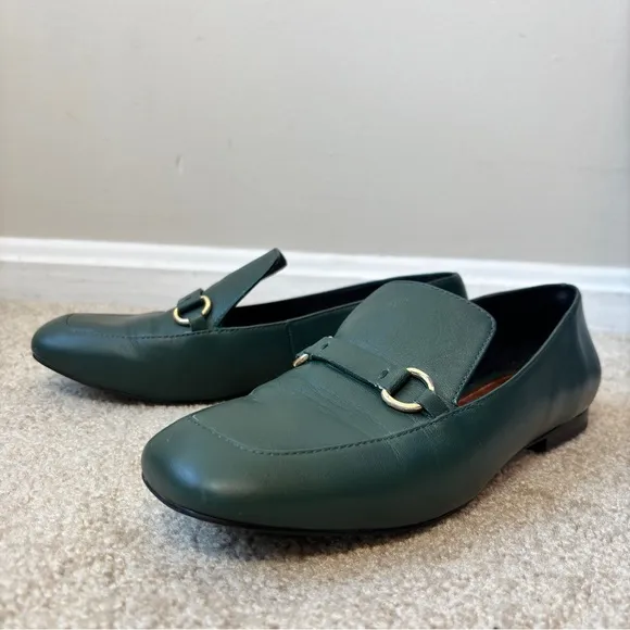 &amp; Other Stories Green Leather Slip On Loafers Size 8