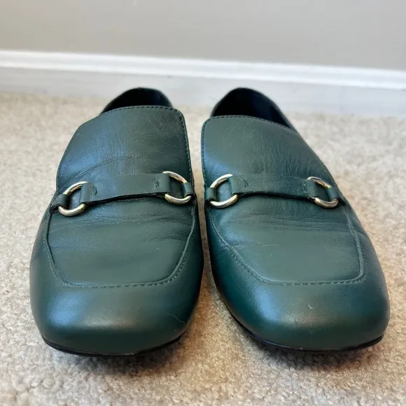 &amp; Other Stories Green Leather Slip On Loafers Size 8