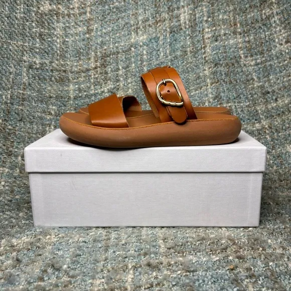 Ancient Greek Sandals Women's Preveza Comfort Leather Slip On Sandals in All Tan
